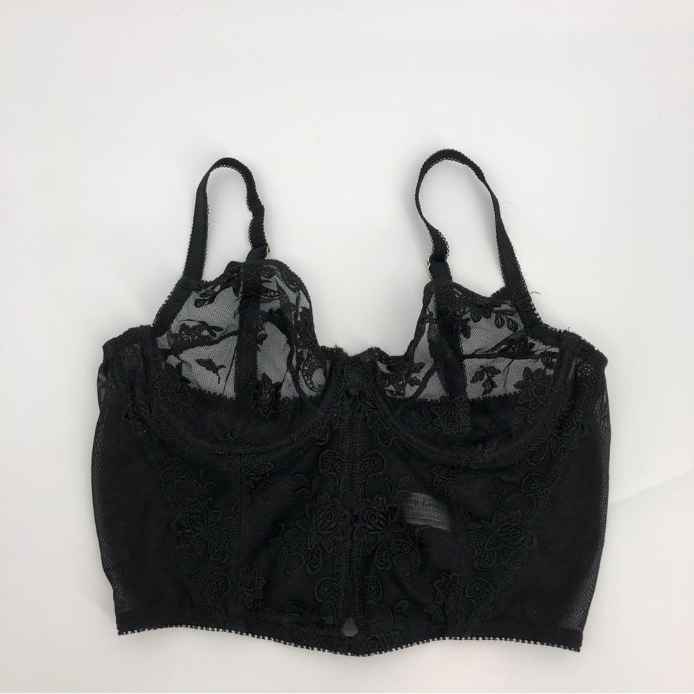RALPH LAUREN Black Lace Longline Bra 34B